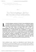 Aperçu - Texte - Les bactériophages, de leur découverte à leurs utilisations - Planet-Vie - Page de couverture