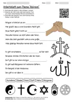 Vorschau - Arbeitsblätter - Arbeitsblatt "Religion" + Onlineübung & MP3 + Infografik - Deckblatt