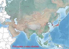 Aperçu - Fiches - Principales zones urbaines en Asie, Carte d'Asie - Page de couverture