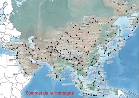 Aperçu - Fiches - Sommet de la montagne en Asie, Carte d'Asie - Page de couverture