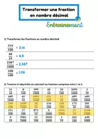 Aperçu - Préparation de séance / Séance complète - Transformer une fraction en nombre décimal - leçon + entrainement - Page 2