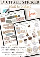 Vorschau - selbst erstellte Cliparts/Grafiken - FREEBIE - DIGITALE STICKER SCHULE & WASHI TAPES - Deckblatt