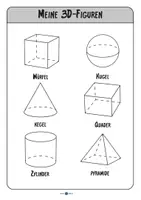 Vorschau - Mal- und Bastelvorlagen - 3D Geometrische Körper - Kindergarten, 1. und 2. Klasse - Seite 1