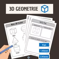 Vorschau - Mal- und Bastelvorlagen - 3D Geometrische Körper - Kindergarten, 1. und 2. Klasse - Deckblatt