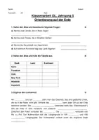 Vorschau - Arbeitsblätter - Klassenarbeit "Orientierung auf der Erde" - Deckblatt