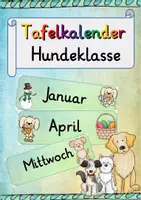 Vorschau - Poster - Hundeklasse Tafelkalender Monate Wochentage Jahreszeiten - Deckblatt