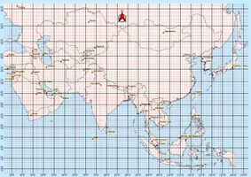 Vorschau - Arbeitsblätter - Geografische Koordinaten Asien Karte mit Arbeitsblatt - Seite 1