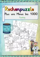 Vorschau - Arbeitsblätter - Rechenpuzzle Fasching Plus und Minus bis 1000 - Deckblatt