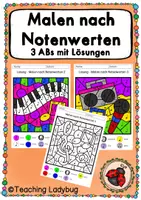 Vorschau - Arbeitsblätter - Materialpaket - Malen nach Notenwerten (6 ABs mit Lösungen) - Seite 1