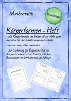 Vorschau - Arbeitsblätter - Körperformen Heft zum selber Ausfüllen - Deckblatt