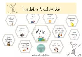 Vorschau - Poster - Türdeko "Wir"-Botschaften Sechsecke Beige - Deckblatt