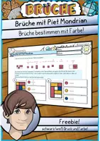 Vorschau - Arbeitsblätter - Bruchrechnung - Brüche bestimmen mit Mondrian (Freebie!) - Deckblatt