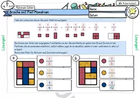 Vorschau - Arbeitsblätter - Bruchrechnung - Brüche bestimmen mit Mondrian (Freebie!) - Seite 3