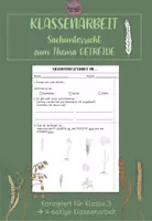 Vorschau - Test - Klassenarbeit zum Thema Getreide Klasse 3 / 4 - Deckblatt
