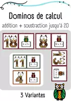Aperçu - Jeux - Dominos de calcul: addition et soustraction (0 - 20 / hiboux) - Page de couverture