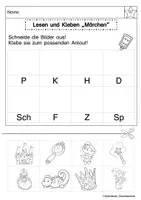 Vorschau - Arbeitsblätter - Lesen und Kleben Märchen - Seite 1
