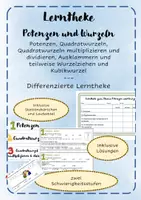 Vorschau - Stationenlernen - Lerntheke Potenzen und Wurzeln - Deckblatt