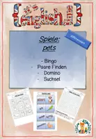 Vorschau - Arbeitsblätter - ENGLISH Pets Spiele Suchsel Domino Bingo Sicherung Wortschatzarbeit - Deckblatt