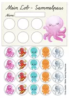 Vorschau - Fördermaterial/Inklusion - Oktopusklasse Grundschule Lobkärtchen Lob Sammelpass Oktopus - Seite 1