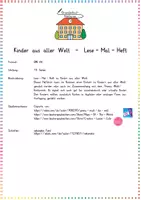 Vorschau - Arbeitsblätter - Kinder aus aller Welt / Kontinente: Lese-Mal-Heft (Leseverständnis) - Deutsch / Sachunterricht - Kl. 3/4 - Seite 1