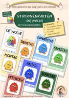Vorschau - Stationenlernen - Stationenkarten - "Die Woche mit dem Minimonster" - Deckblatt