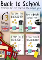 Vorschau - Mal- und Bastelvorlagen - Back to School - Presents / Geschenk & Grußkarte Englischunterricht - Deckblatt