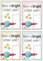 Vorschau - Mal- und Bastelvorlagen - Back to School - Presents / Geschenk & Grußkarte Englischunterricht - Seite 1