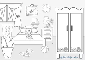 Vorschau - Arbeitsblätter - Male an! Mein Zimmer Kinderzimmer mit Lösung - Seite 1