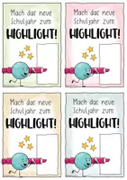 Vorschau - Mal- und Bastelvorlagen - Start ins Schuljahr - Geschenk Textmarker / Highlight - Seite 1