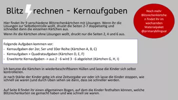 Vorschau - Arbeitsblätter - Blitzrechnen-Kartei - Kernaufgaben (Kopfrechnen mit Erfolg) - Seite 1
