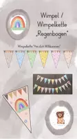 Vorschau - Anderer Materialtyp - Wimpel / Wimpelkette Regenbogen / Regenbogenklasse "Herzlich Willkommen" - Deckblatt