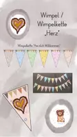 Vorschau - Anderer Materialtyp - Wimpel / Wimpelkette Herz / Herzklasse "Herzlich Willkommen" - Deckblatt