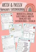 Vorschau - Unterrichtsreihen - Aktiv und Passiv - Übungsheft / Stationsarbeit / Arbeitsbogen (ab Klasse 7) - Deckblatt