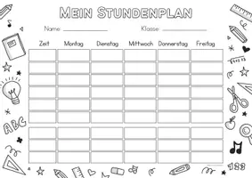 Vorschau - Mal- und Bastelvorlagen - Stundenplan - Verschiedene Stundenpläne Vorlagen in Bunt & SW - Seite 1