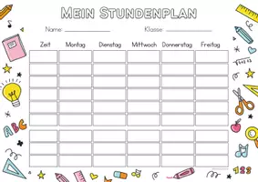 Vorschau - Mal- und Bastelvorlagen - Stundenplan - Verschiedene Stundenpläne Vorlagen in Bunt & SW - Seite 2