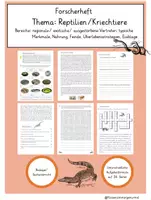 Vorschau - Arbeitsblätter - Forscherheft/ Arbeitsblätter- Thema Reptilien (Wirbeltiere) - Deckblatt