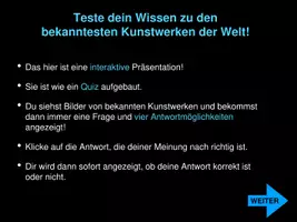 Vorschau - Stundenentwürfe - KUNST Die 15 bekanntesten Kunstwerke d. Welt (PP-Quiz) - Seite 2