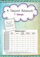 Vorschau - Arbeitsblätter - 4 gewinnt Zeiten - passato prossimo, Imperfetto, Congiuntivo passato, congiuntivo imperfetto, Trapassato prossimo - Deckblatt