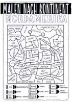 Vorschau - Arbeitsblätter - Malen nach Kontinent - NORDAMERIKA Atlasarbeit - Seite 1