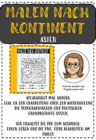 Vorschau - Arbeitsblätter - Malen nach Kontinent - ASIEN Atlasarbeit - Deckblatt