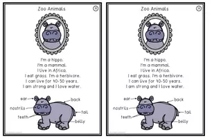 Vorschau - Arbeitsblätter - Zoo Animals A-Z - Hippo Lapbook - Seite 2