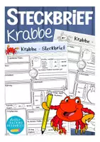 Aperçu - Apprentissages en autonomie - KRABBE Steckbrief deutsch Unterrichtsmaterial (bilingualer) Unterricht Deutsch / Biologie / Sachunterricht DAZ (Lieblingstier vorstellen) - Page de couverture