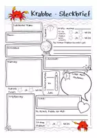 Aperçu - Apprentissages en autonomie - KRABBE Steckbrief deutsch Unterrichtsmaterial (bilingualer) Unterricht Deutsch / Biologie / Sachunterricht DAZ (Lieblingstier vorstellen) - Page 1