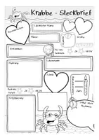 Aperçu - Apprentissages en autonomie - KRABBE Steckbrief deutsch Unterrichtsmaterial (bilingualer) Unterricht Deutsch / Biologie / Sachunterricht DAZ (Lieblingstier vorstellen) - Page 3