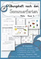 Vorschau - Arbeitsblätter - Mathe Klasse 4: Wiederholung Klasse 3 zum Schuljahresbeginn – Übungsheft mit 20 Arbeitsblättern zu den wichtigsten Grundlagen - Deckblatt