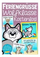 Vorschau - Anderer Materialtyp - Wolfklasse Feriengrüße kostenlos Grundschule Sommerferien Klassentier Wolf - Deckblatt