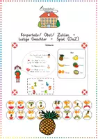 Vorschau - Spiele - Körperteile/ Obst/ Zahlen - lustige Gesichter - Spiel (DaZ) - Deckblatt