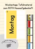 Vorschau - Präsentationen/Tafelbilder - Wochentage Tafelmaterial zum Hausaufgabenheft ROTH - Deckblatt