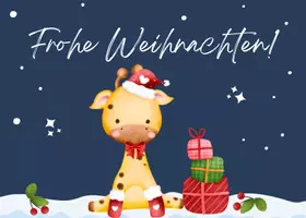 Vorschau - Mal- und Bastelvorlagen - Giraffenklasse Postkarte für Weihnachten / Klassentier Giraffe - Seite 1