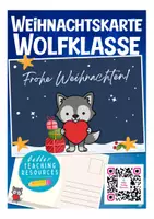 Vorschau - Arbeitsblätter - Wolfklasse Postkarte für Weihnachten / Klassentier Wolf - Deckblatt